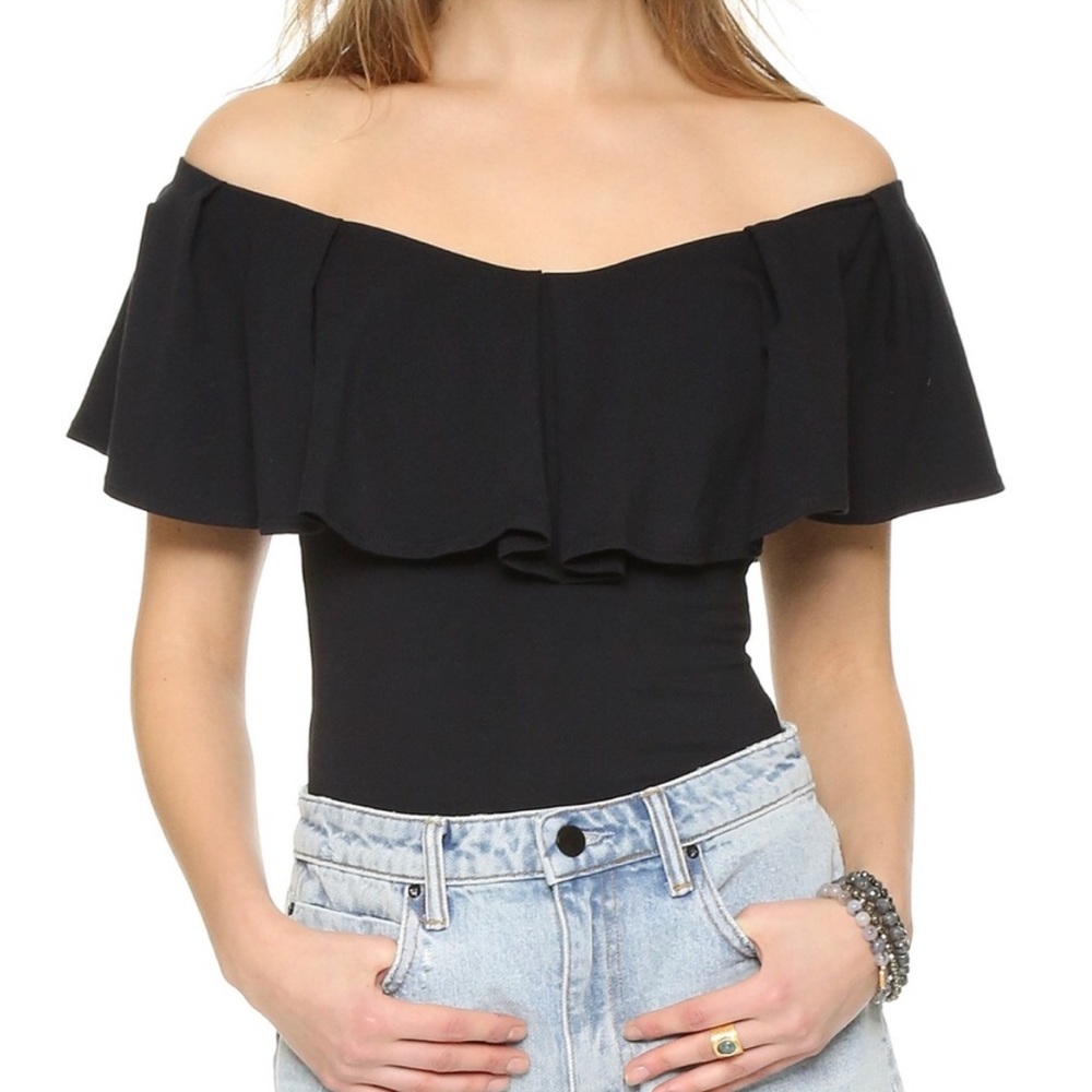Free People Tula Off Shoulder Black Flounce Top M
